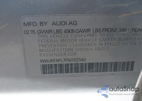 2015 Audi A4 2.0T Premium из США, поврежденный, VIN WAUKFAFL7FN032340